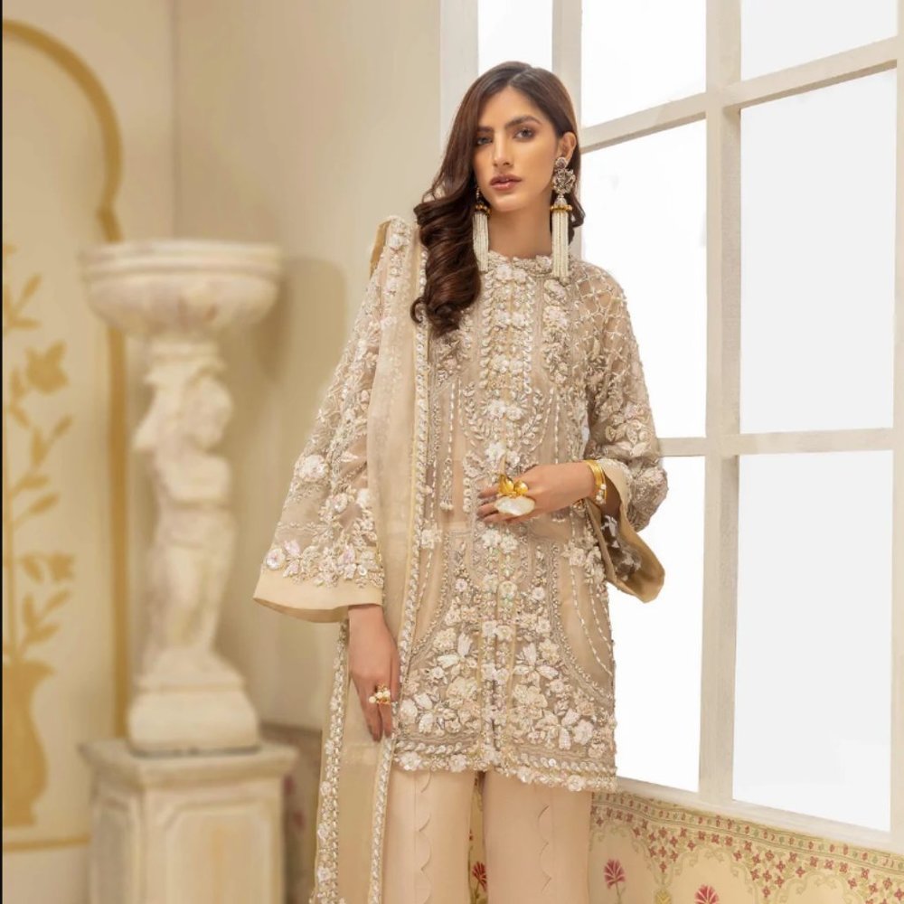 Pakistani Shalwar Kameez Wedding Formal Wear Blush Floral